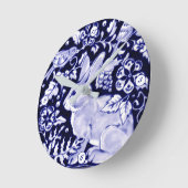 Delft Blue White Bunny Rabbit Birds Dedham Elegant Ronde Klok (Hoek)