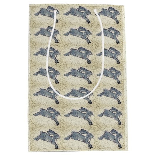 Delft Blue & White Rabbit Tile Design  Hare Medium Cadeauzakje (Voorkant)