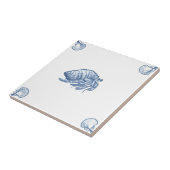 Delft Hermit Crab Tile met Shell Corners Tegeltje (Zijkant)