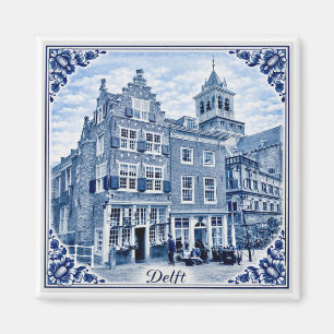Delft huizen Delft Blue stijl magneet
