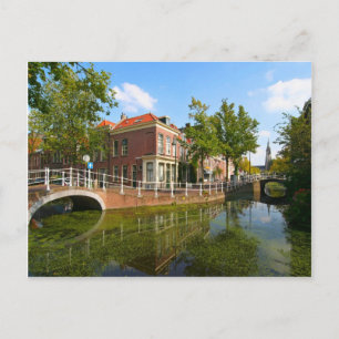 Delft-, kanaal-, brug- en oude huizen briefkaart