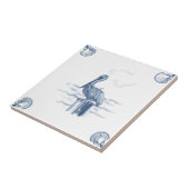Delft Pelican Tile met Shell Corners Tegeltje (Zijkant)