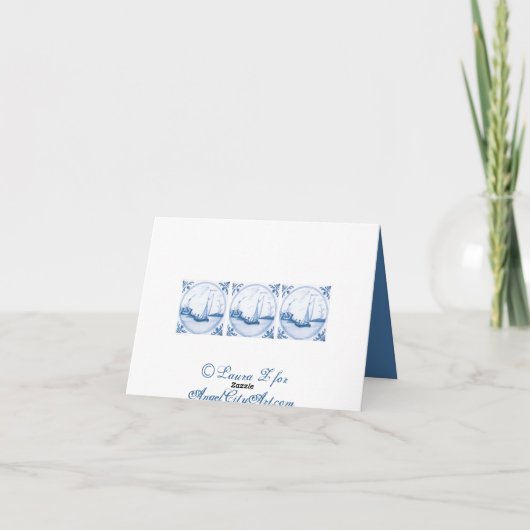 Delft Sailboat Art Thank You Card Bedankkaart (Achterkant)