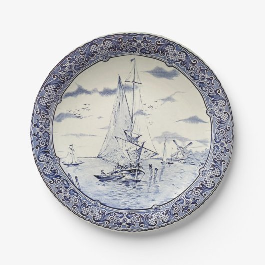 DELFT SAILBOATS EN VOORRUITEN PAPIEREN BORDJE (Voorkant)