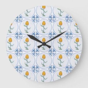 Delft Tulip Tegel Art No Numbers Clock Grote Klok