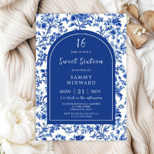 Delfts Blauw Antiek Chinoiserie Sweet Sixteen Kaart