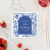 Delfts Blauw Antiek Chinoiserie Verjaardagsfeest Servet (Insitu)