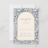 Delfts Blauw Bloemboog reactie rsvp Kaartje (Voorkant)