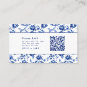 Delfts Blauw Bloemen RSVP met qr-code Informatiekaartje (Voorkant)