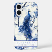  Delfts Blauw Bloemen Waterverf Pauw Case-Mate iPhone Case (Achterkant)