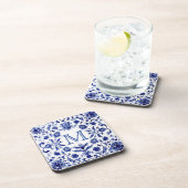 Delfts blauw design monogram bier onderzetter (Rechterzijde)