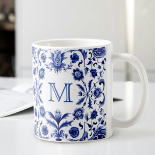 Delfts blauw design monogram koffiemok