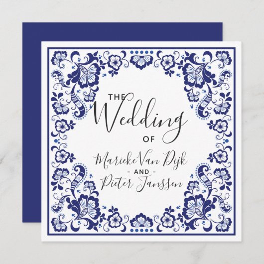 Delfts Blauw | Faire-part de mariage Delft Blue Ti (Devant / Derrière)