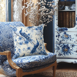 Delfts Blauw  Franse Chinoiserie Peacock Kussen