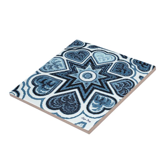 Delfts Blauw Hart Trivet/Tegel Tegeltje (Zijkant)