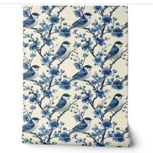 Delfts Blauw Kleine Vogels Chinoiserie Behang