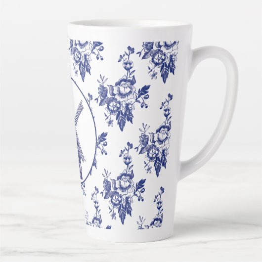 Delfts Blauw Pattern Tegels Latte Mok (Rechts)