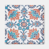 Delfts Blauw Rood Korenbloem Tegel Art Magneet (Voorkant)