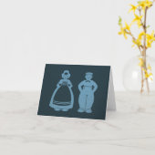 Delfts Blauw Twee Notecard Kaart (Gele Bloem)