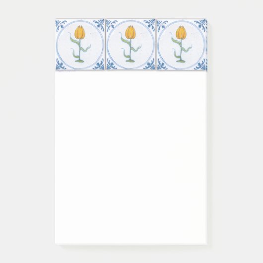 Delfts Blauw Wit Geel Tulp Tegel Art Stickies Post-it® Notes (Voorkant)