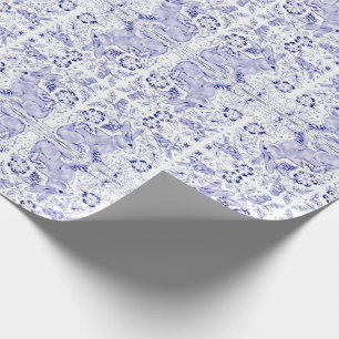Delfts Blauw Wit Konijnenkonijn Vogels Dedham Pase Cadeaupapier