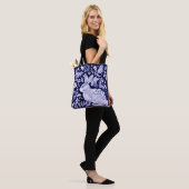 Delfts Blauw Wit Konijnenkonijn Vogels Rustieke De Draagtas (Op model)