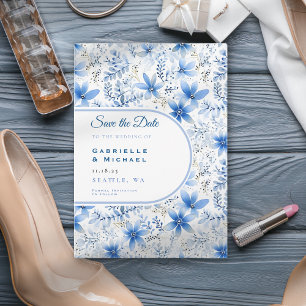 Delfts Blauw Witte Chinoiserie Bloempatroon Bewar Save The Date