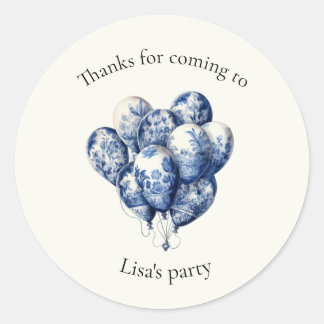 Delfts Blauwe Ballonnen aanpasbaar Ronde Sticker