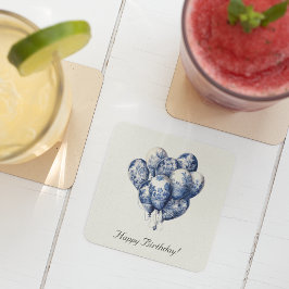 Delfts Blauwe Ballonnen aanpasbaar Vierkante Kartonnen Onderzetter