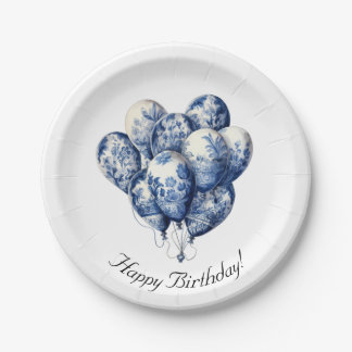 Delfts blauwe ballonnen papieren bordje