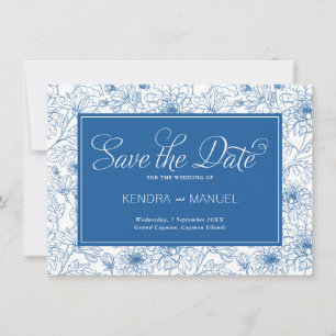 Delfts Blauwe Bloemrijke Chinoiserie Toile Trouwju Save The Date