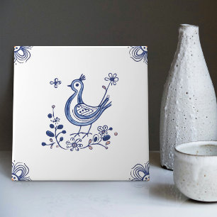 Delfts Blauwe Nederlandse Stijl Vogel Bloemen Indi Tegeltje