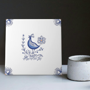 Delfts Blauwe Nederlandse Stijl Vogel Bloemen Indi Tegeltje