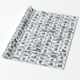 Delfts Blauwe Tegel Design Cadeaupapier