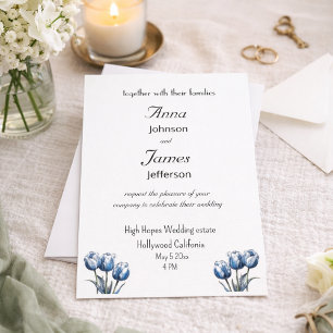 Delfts Blauwe Tulp, aangepaste foto Uitnodiging br