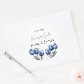 Delfts Blauwe Tulp Trouwprogramma Ronde Sticker (Envelop)