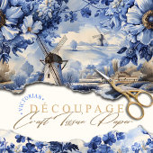 Delfts Blauwe Windmolens Wilde Rozen Decoupage Tissuepapier