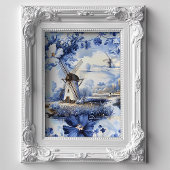 Delfts Blauwe Windmolens Wilde Rozen Decoupage Tissuepapier