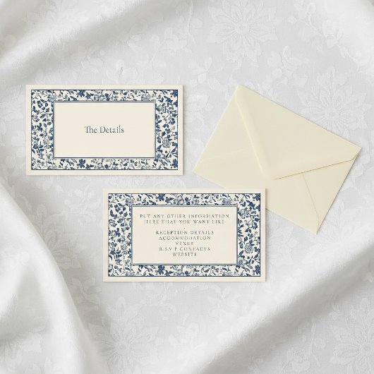 Delfts  stijl bloemendetails informatiekaartje