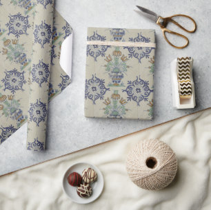 Delfts Tegel Antiek Keramische Bloempot Cadeaupapier