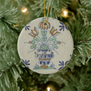 Delfts Tegel Antiek Keramische Bloempot Keramisch Ornament