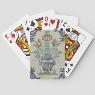 Delfts Tegel Antiek Keramische Bloempot Pokerkaarten