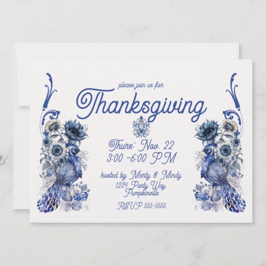 Delftse Thanksgiving fazantenuitnodiging Kaart (Voorkant)