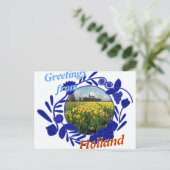 Delftware Pattern Tulips Greetings uit Nederland Briefkaart (Staand voorkant)
