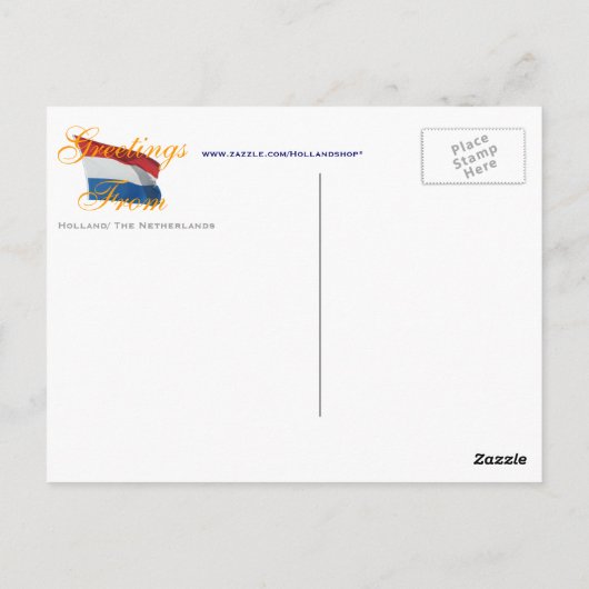 Delftware Pattern Tulips Greetings uit Nederland Briefkaart (Achterkant)