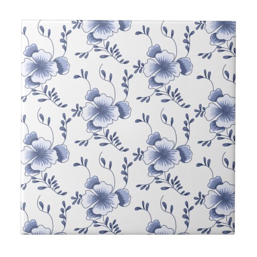 Delftware Style Pansy Tegeltje (Voorkant)