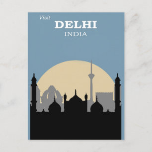  Delhi India City Skyline Travel Briefkaart