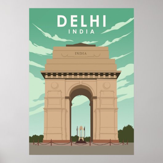 Delhi India Illustration Travel Poster (Voorkant)