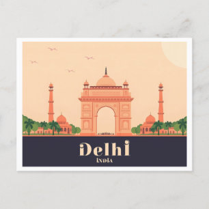 Delhi India Pastel Reisontwerp Briefkaart