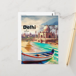 Delhi India Reisansichtkaart, Delhi Ansichtkaart, Briefkaart